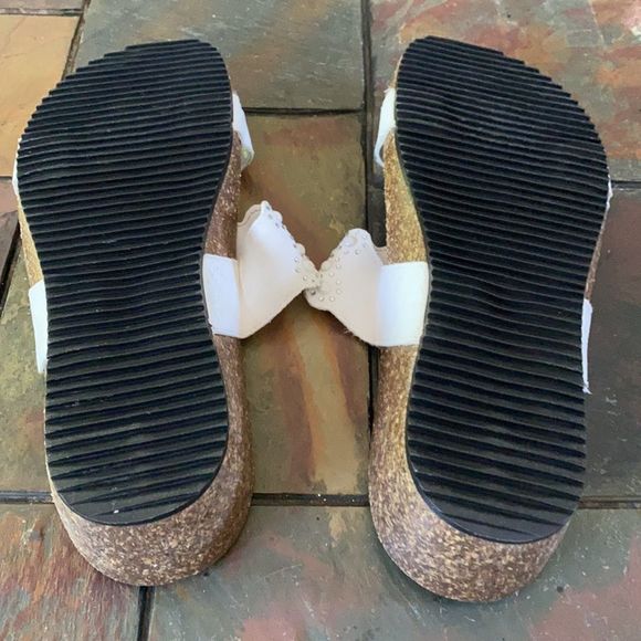A Giannetti Cork Wedge Sandal 2.5" Heel White Size 8/8.5 - Picture 5 of 9